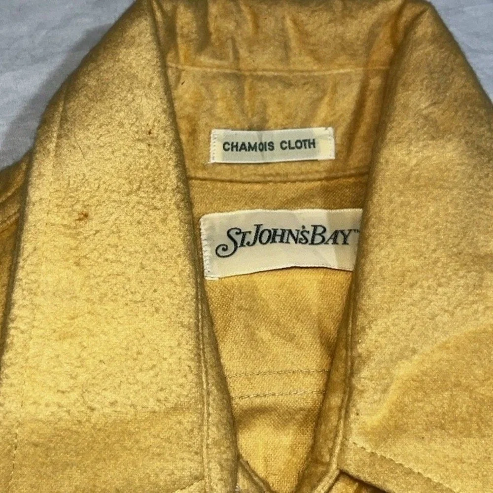 St‎ Johns Bay Mens Medium Tall Chamois Cloth Button Up Long Sleeve Shirt Yellow
